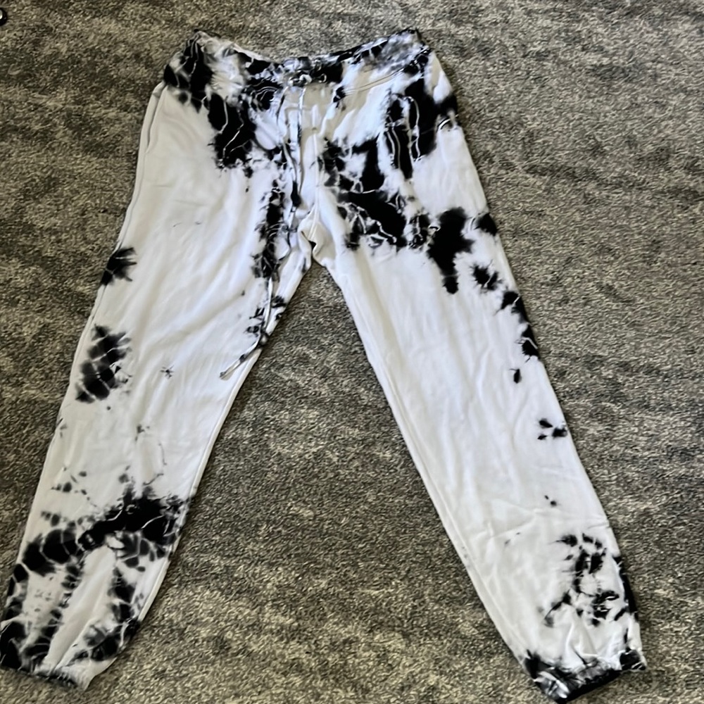 Worn hard tail sweatpants.